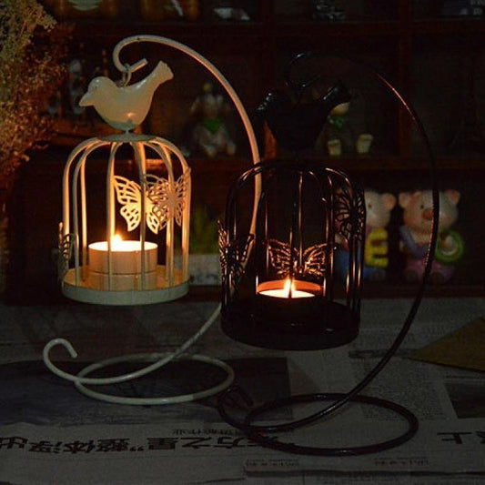 New Metal Hanging Birdcage Candle Holder Vintage Butterfly Pattern Lantern