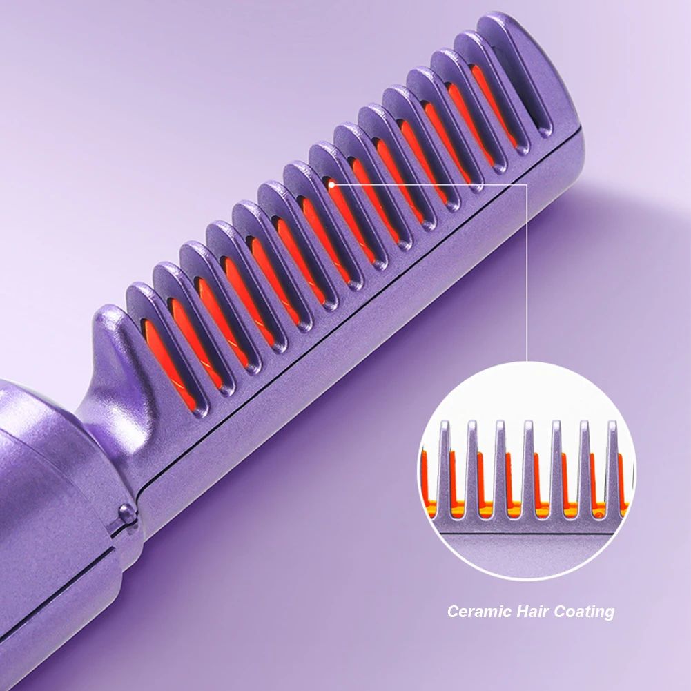 Cordless Comb Hair Straightener Brush Anti Scald 70Mins Long Battery Life USB Rechargeable Hot Comb Hair Straightener for Home Travel