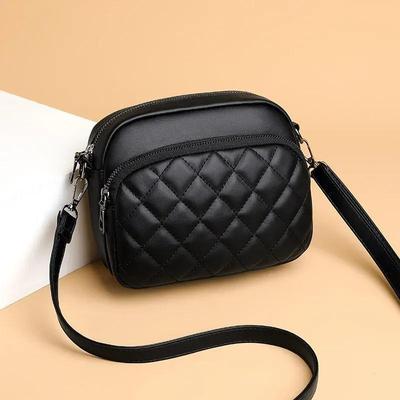 Women's Embroidered Crossbody Bag - 1 Pc Multipurpose Black PU Leather, C-AR-7 Black