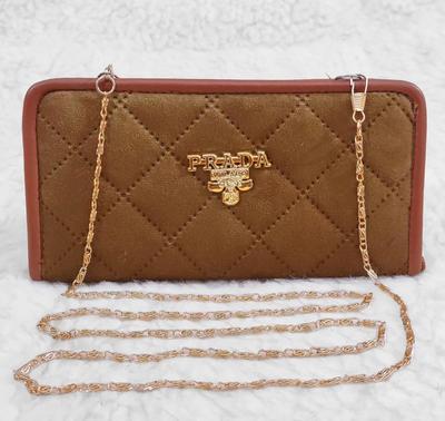 Hand And Shoulder Wallet For Girls With Long Golden Chain