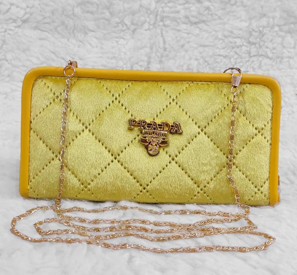 Hand And Shoulder Wallet For Girls With Long Golden Chain