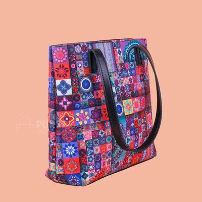 Multicolor Printed Canvas Shoulder Bag for Girls - 1 Pc